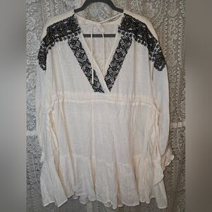 Free People Moonshiner Embellished Collar And Shoulder Long Sleeve Mini Dress, L